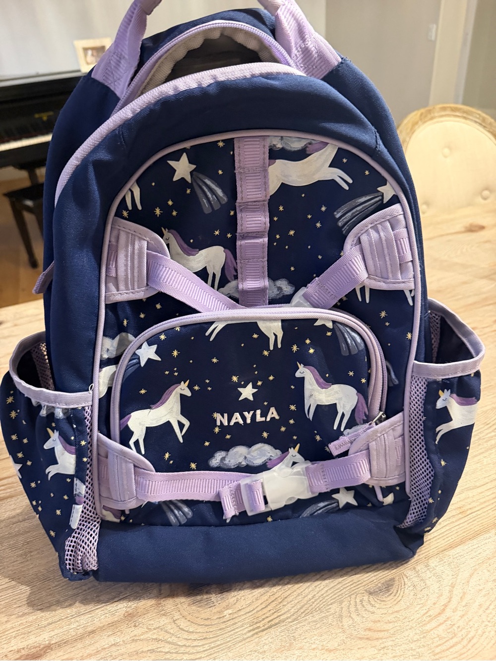 Pottery Barn Kids Unicorn Backpack - Navy & Lavender